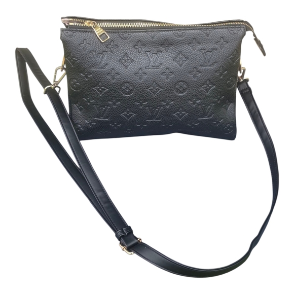 Louis Vuitton Black Embossed Clutch Crossbody Bag Leather Detachable Strap - Picture 3 of 16